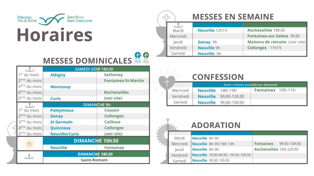 Horaires des messes en temps de prière dans le Val-de-Saône